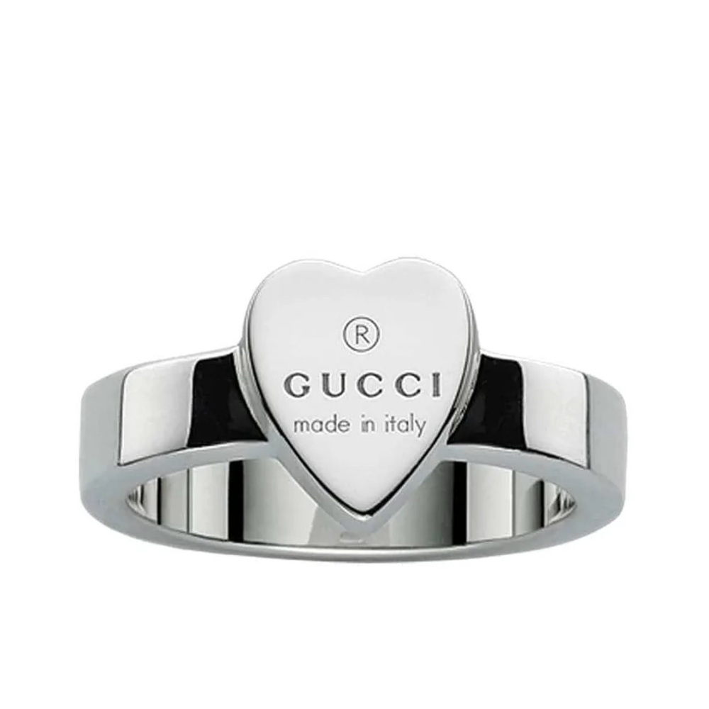 Gucci Silver Heart Emblem Ring Size 7.25  - New Never worn